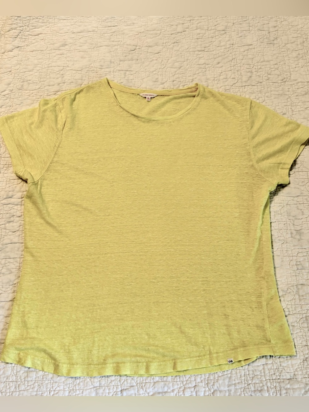 Orlebar Brown Mens XL Maybe Shrunk Yellow Tee Linen Short Sleeve Pull Over